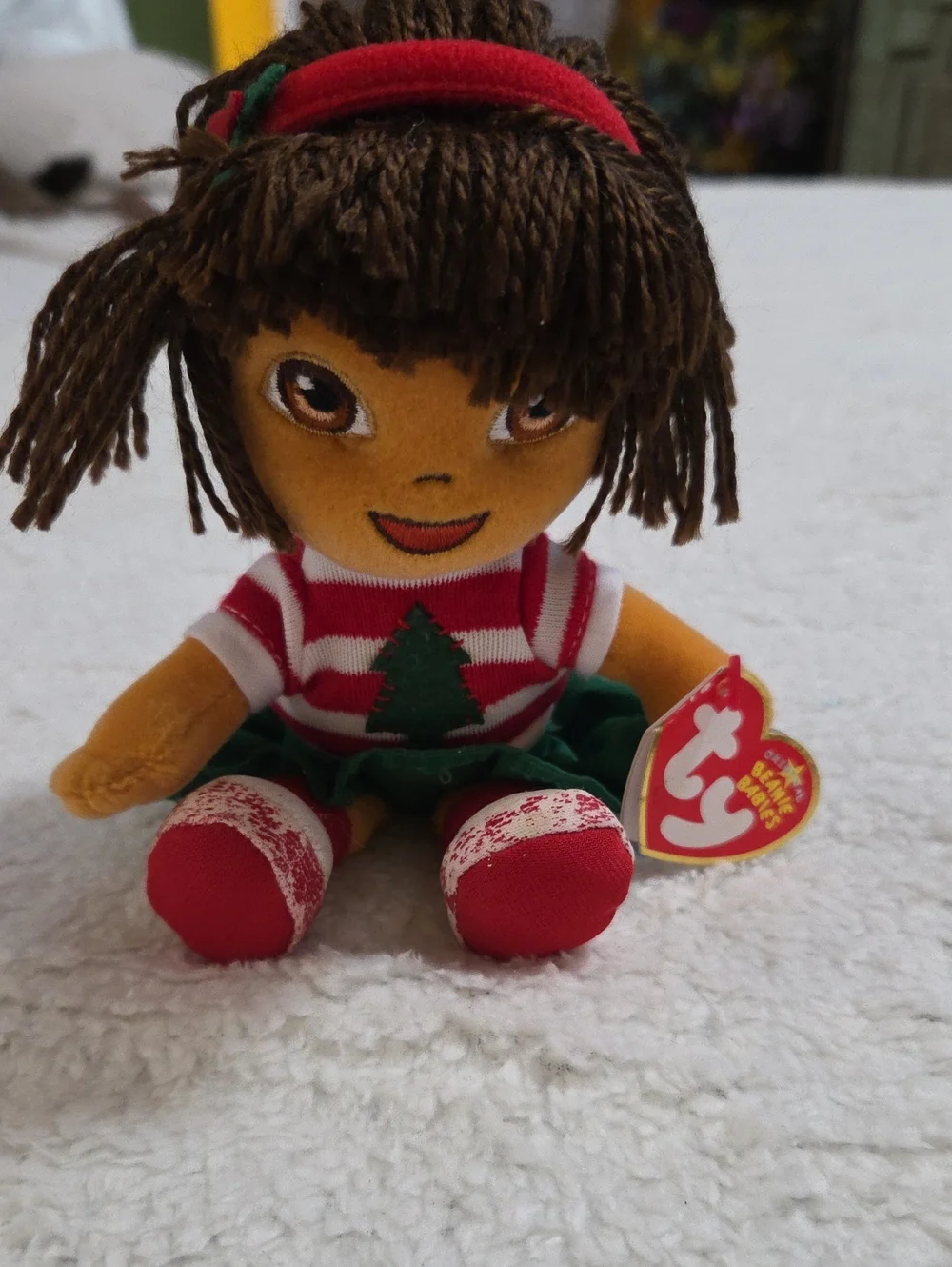 NWT TY BEANIE BABIES 8IN CHRISTMAS  DORA THE EXPLORER STUFFED PLUSH TOY